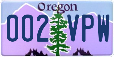 OR license plate 002VPW