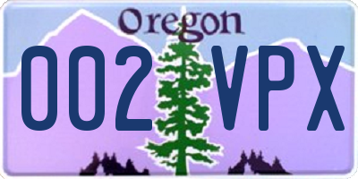 OR license plate 002VPX