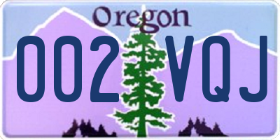 OR license plate 002VQJ