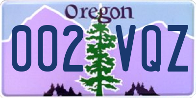 OR license plate 002VQZ