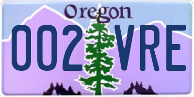 OR license plate 002VRE