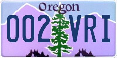 OR license plate 002VRI