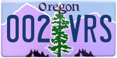 OR license plate 002VRS