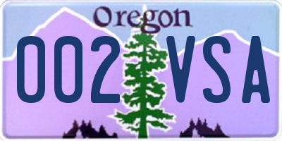 OR license plate 002VSA