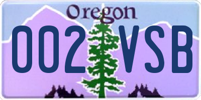 OR license plate 002VSB