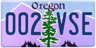 OR license plate 002VSE