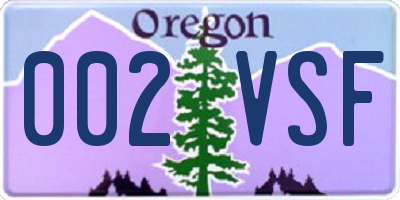 OR license plate 002VSF