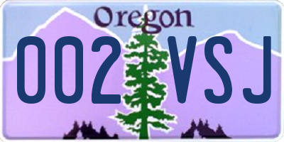 OR license plate 002VSJ