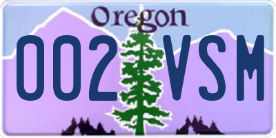 OR license plate 002VSM