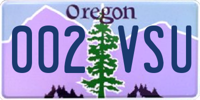 OR license plate 002VSU