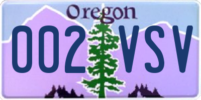 OR license plate 002VSV