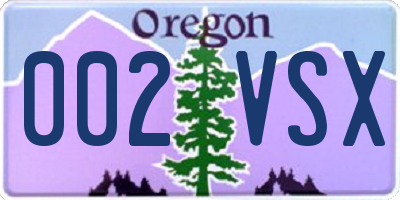 OR license plate 002VSX