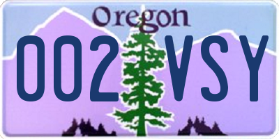 OR license plate 002VSY