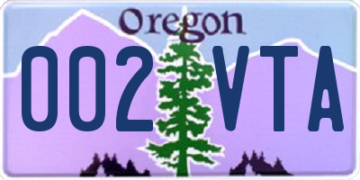 OR license plate 002VTA