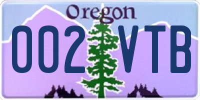OR license plate 002VTB