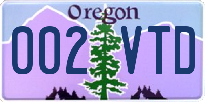 OR license plate 002VTD
