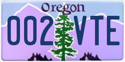 OR license plate 002VTE