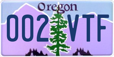 OR license plate 002VTF