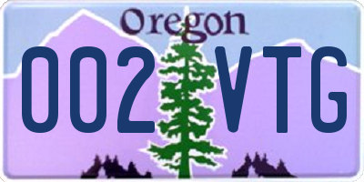 OR license plate 002VTG