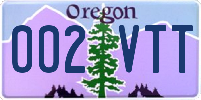 OR license plate 002VTT