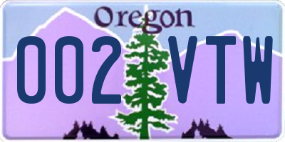 OR license plate 002VTW