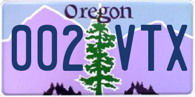 OR license plate 002VTX