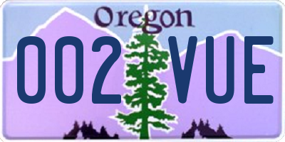 OR license plate 002VUE