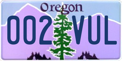 OR license plate 002VUL