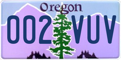 OR license plate 002VUV