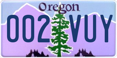 OR license plate 002VUY