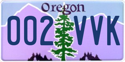 OR license plate 002VVK