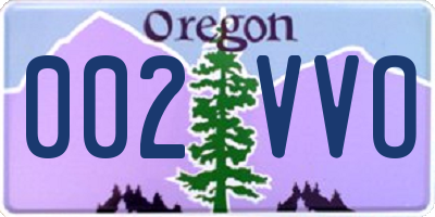 OR license plate 002VVO