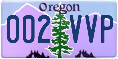 OR license plate 002VVP