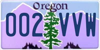 OR license plate 002VVW