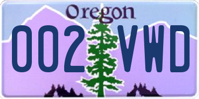 OR license plate 002VWD