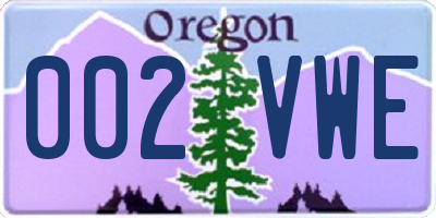 OR license plate 002VWE