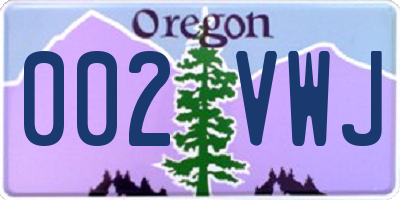 OR license plate 002VWJ