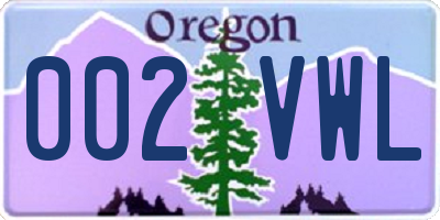 OR license plate 002VWL