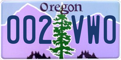 OR license plate 002VWO