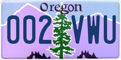 OR license plate 002VWU