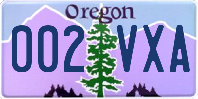 OR license plate 002VXA