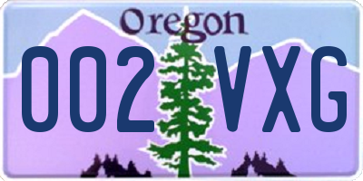 OR license plate 002VXG
