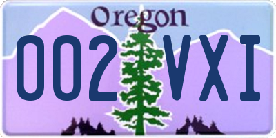 OR license plate 002VXI
