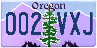 OR license plate 002VXJ