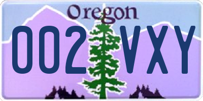 OR license plate 002VXY