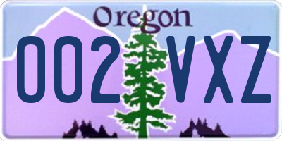 OR license plate 002VXZ