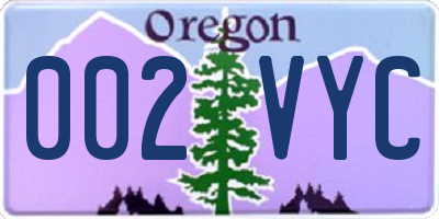 OR license plate 002VYC