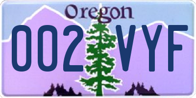 OR license plate 002VYF