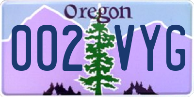 OR license plate 002VYG