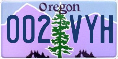 OR license plate 002VYH